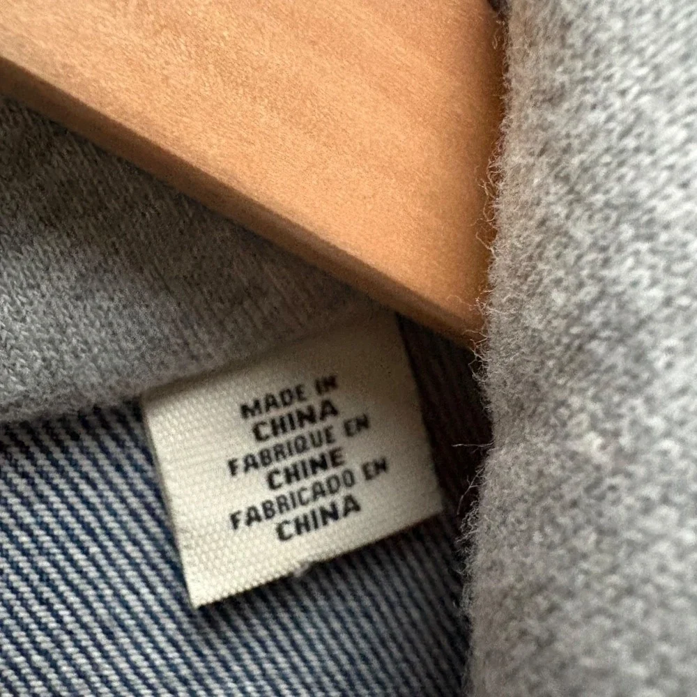 Levis Mens Hybrid Denim Trucker Jacket Grey Hooded Sweatshirt Blue Size M - Picture 9 of 11